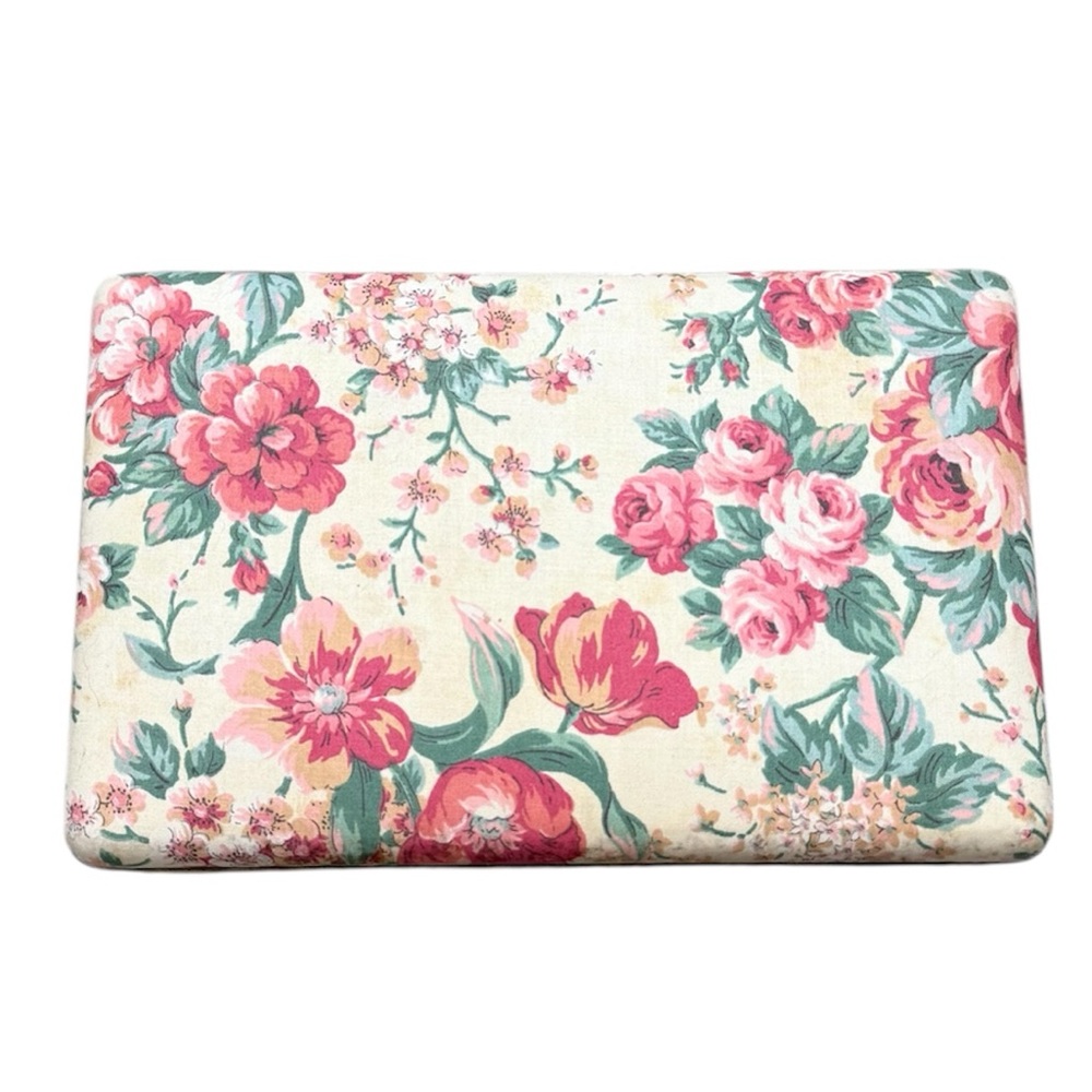 Vintage Jewelry Box Travel Hard Sided Hard Shell Pink Floral Fabric Case - Picture 2 of 8